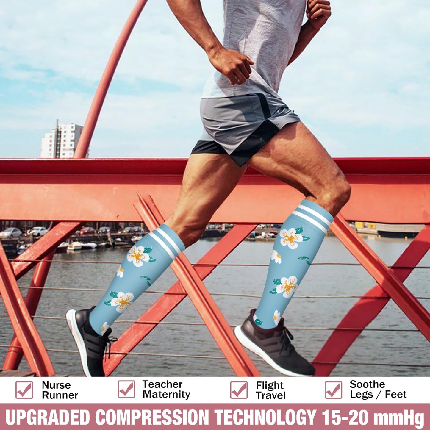 Bluemaple Compression Socks for Women & Men Circulation (6 Pairs) 15-20 mmHg is Best Support for Athletic Running Cycling