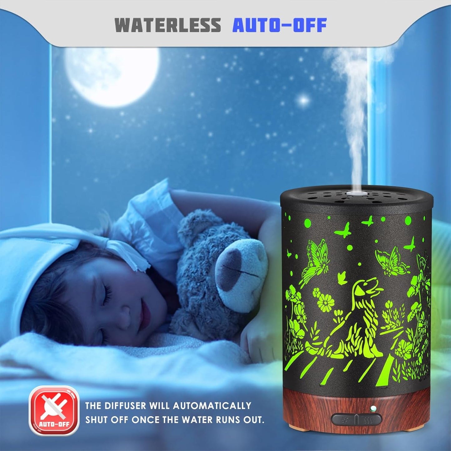 Essential Oils Diffuser,Aromatherapy Diffuser,Birthday Gifts for Women Mom Grandma,Metal Cool Mist Humidifier with 7 Colors Lights Waterless Auto Off Air Diffusers (Dogs)…