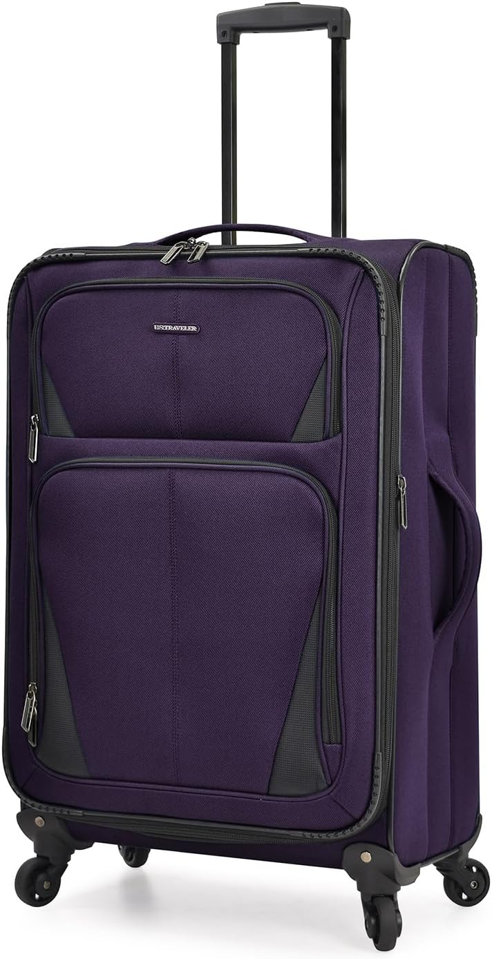 U.S. Traveler Aviron Bay Expandable Softside Luggage with Spinner Wheels, Purple, 3-Piece Set