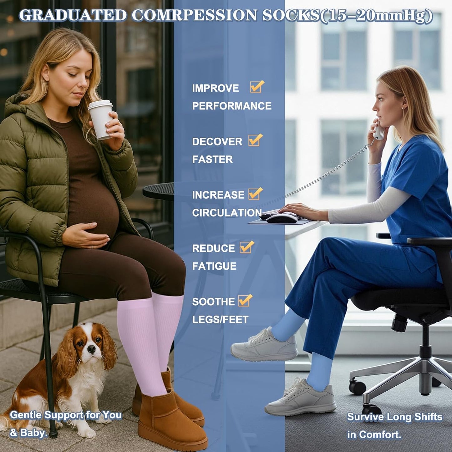 Compression Socks for Women and Men Circulation (3 Pairs) is Best Support for Running Athletic Cycling Hiking