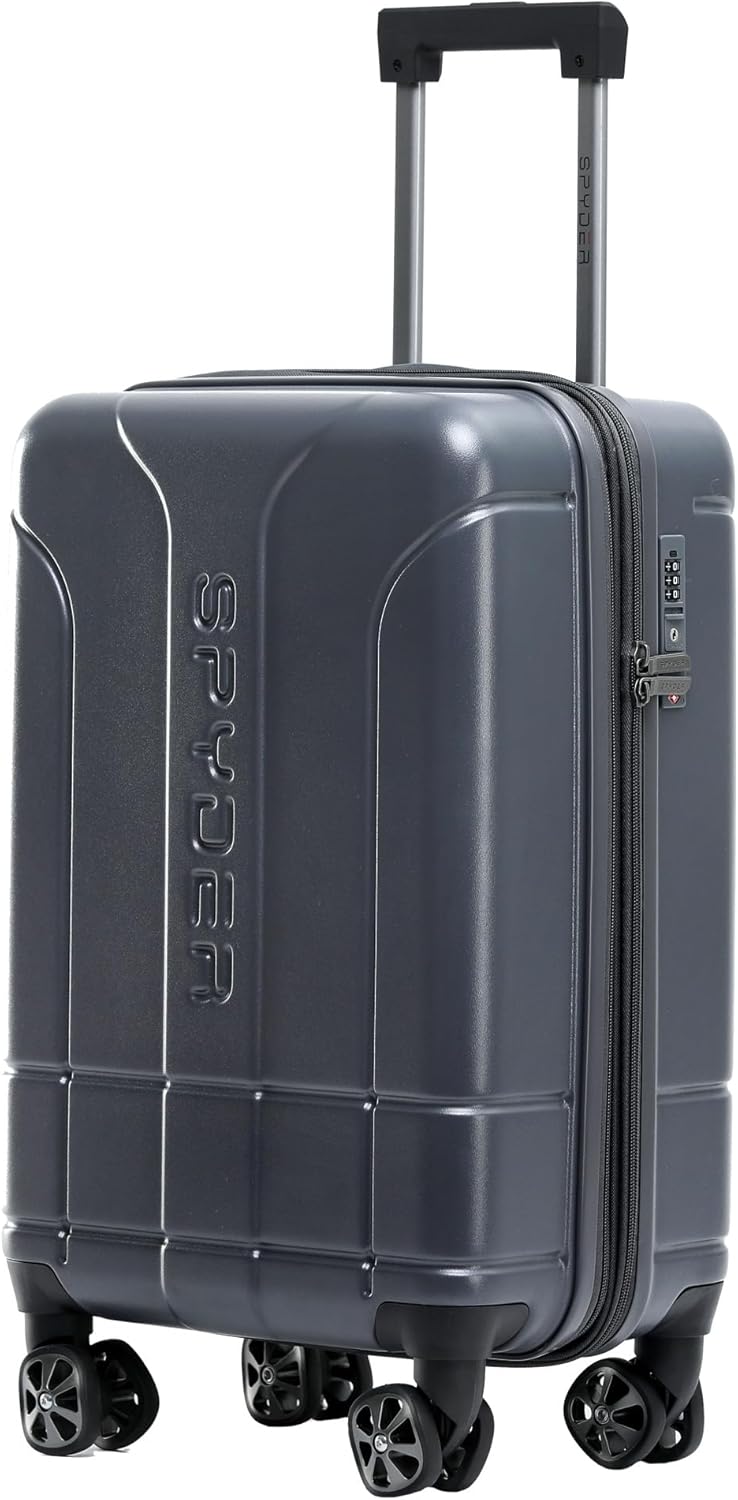 Spyder Carve 20 Inch Carry On Expandable Hardside Upright Suitcase with 360° Spinner Wheels, TSA Approved Lock, Gray