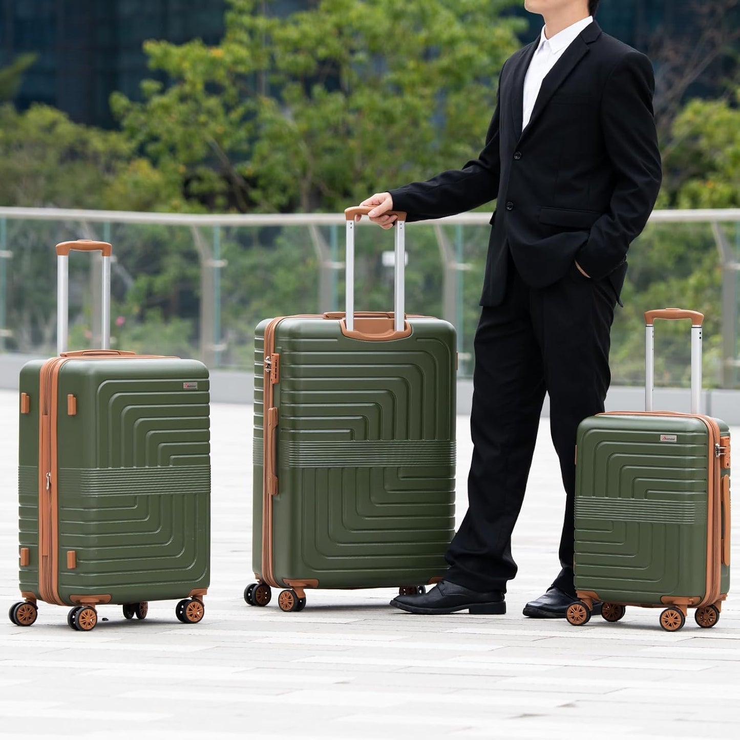 Romswi 3-Piece Luggage Set 21/25/30 Inch, Expandable PC+ABS Hardshell Suitcases, Durable Lightweight Suitcase Set with TSA Lock & Dual Spinner Wheels, Silver