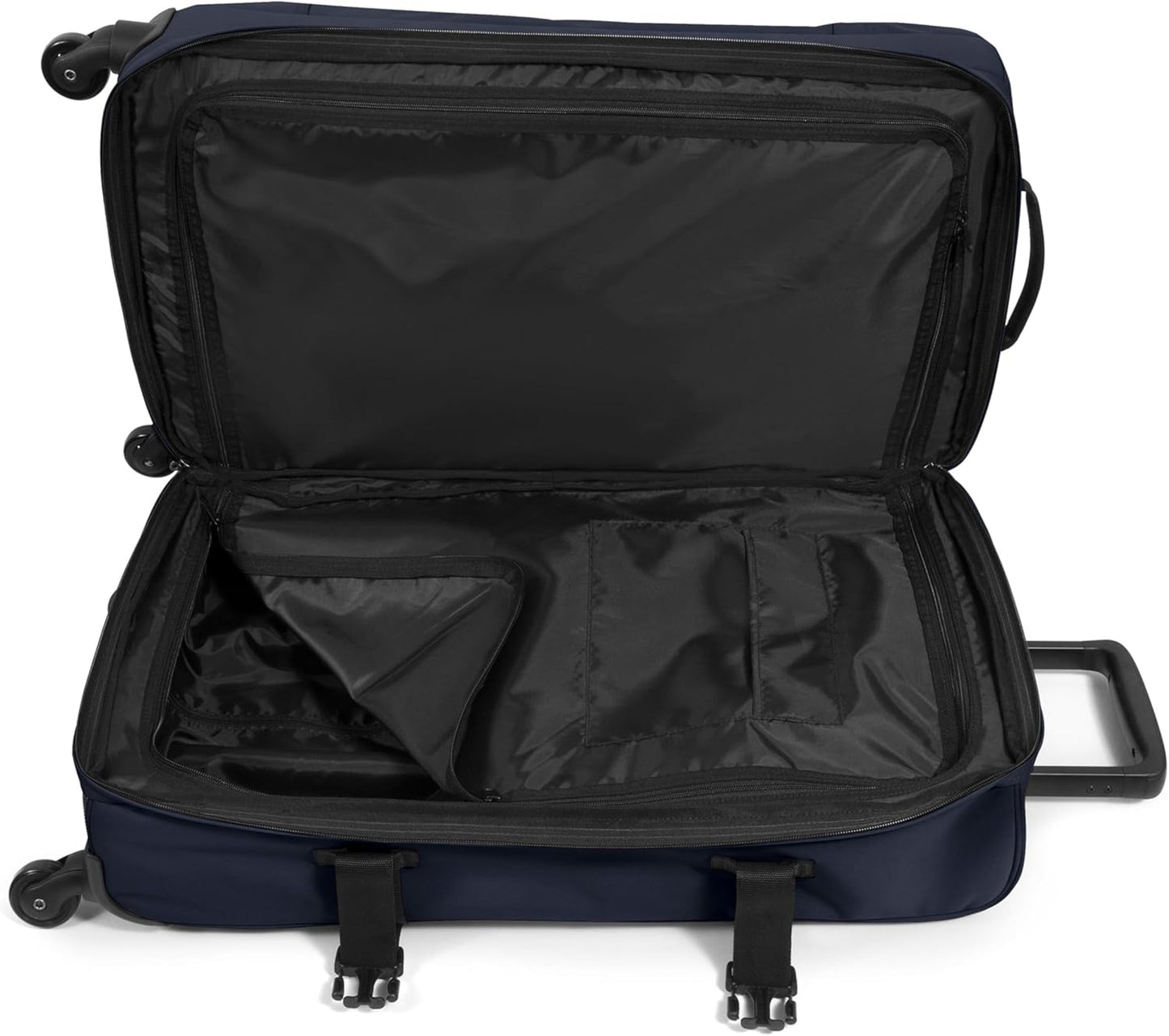 EASTPAK Trans4 M – 68L Large Wheeled Luggage with Dual Compartments, TSA Lock, 360° Spinner Wheels, and Diamond-Embossed Handle, Ultra Marine