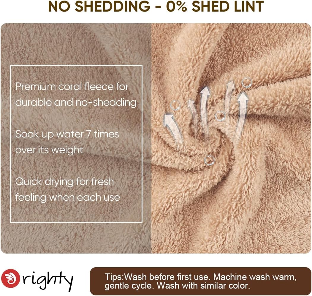 Orighty Ultra Soft Washcloths 48 Pack, Premium Microfiber Towel Sets 12 x 12 inches, Absorbent and Quick Drying Coral Velvet Washcloth, Multi-Purpose Wash Cloths for Bathroom, Hotel, and Gym (Brown)