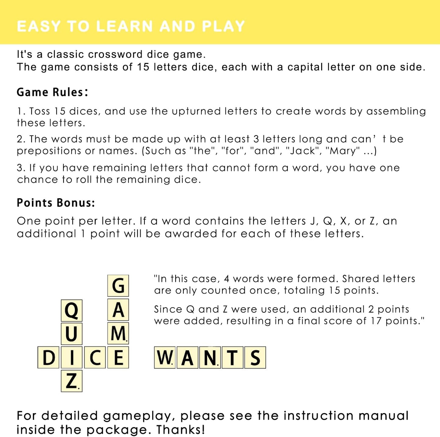 Crossword Dice Game | Upgraded Edition | Word Dice 2set - 30 Large Letter Dice, Word Game for Family Games, Travel & On-The-Go Fun