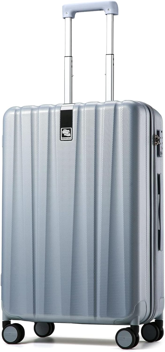 Hanke 20 Inch Carry On Luggage 22x14x9 Airline Approved Lightweight PC Hard Shell Suitcases with Wheels Travel Luggage Rolling Suitcase Travel Luggage Bag for Weekender(Gray)