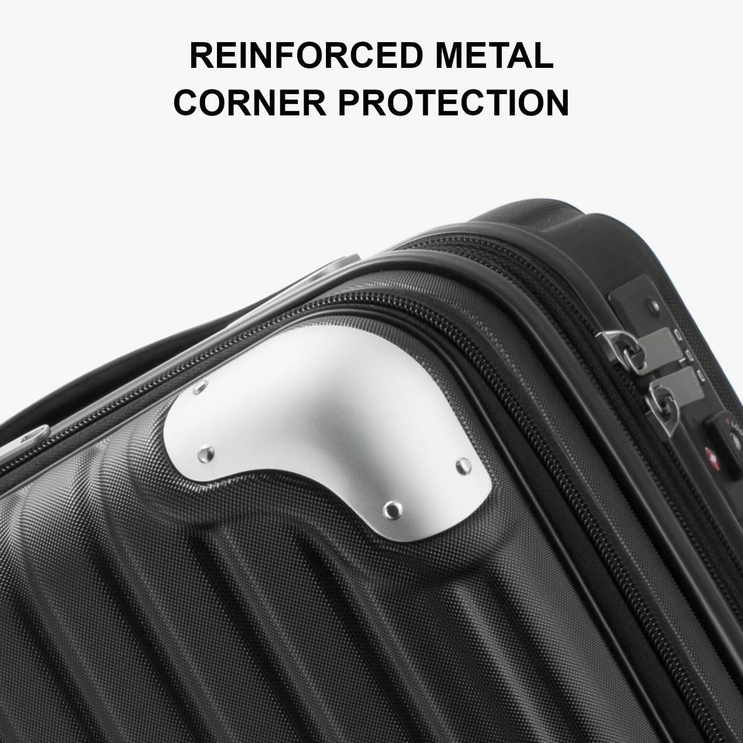 LEVEL8 Grace Carry On Luggage Airline Approved, 20 Inch Expandable Hardside Carry On Suitcase With Wheels, Abs+Pc Small Luggage with Tsa Lock, Black, 20-Inch