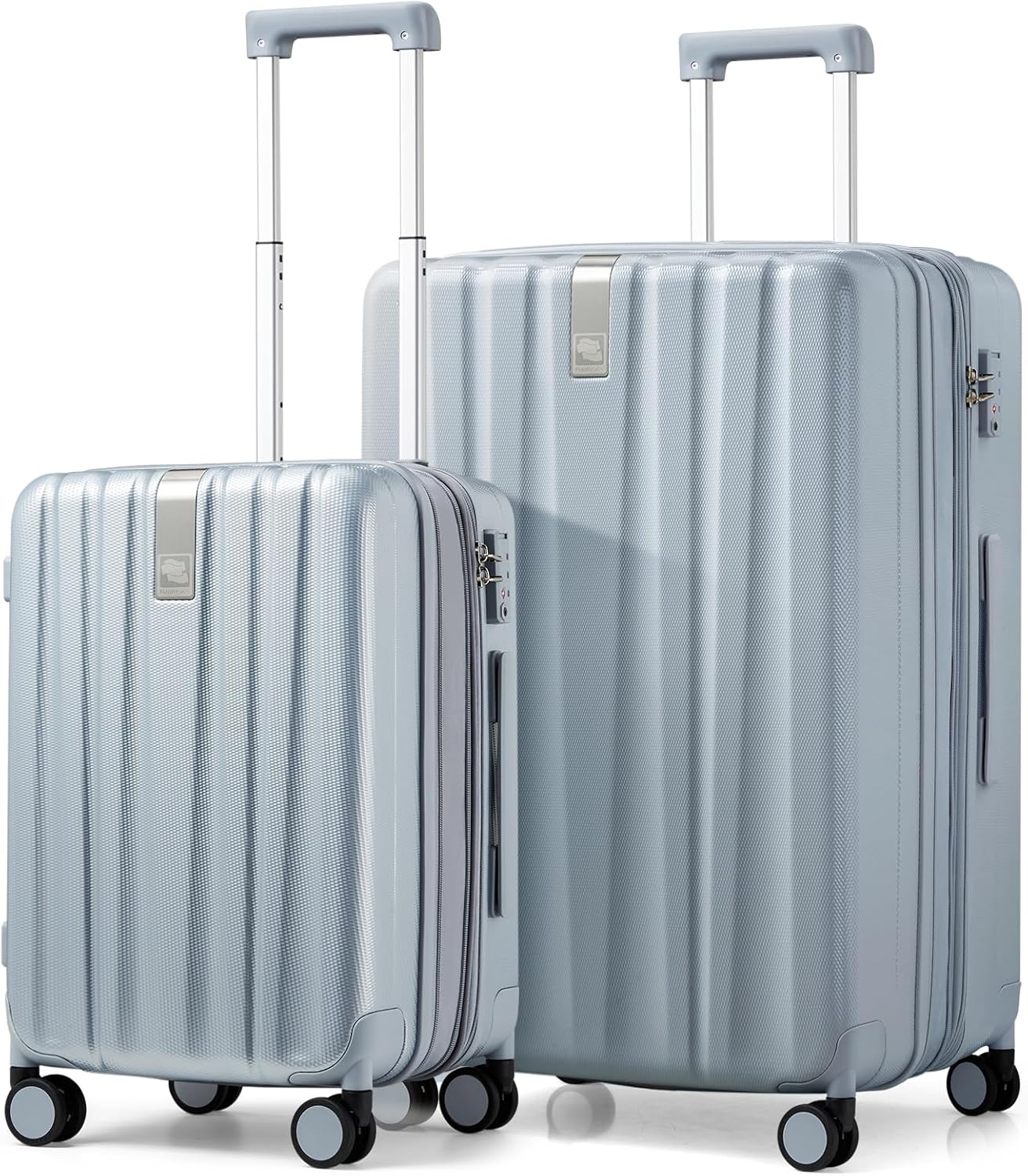 Hanke Expandable Hard Shell Luggage Sets 2 piece Carry On Luggage with Wheels Suitcases Lightweight Checked Travel Luggage Rolling Large Suitcase Travel Luggage Bag Woman Men 20/29 Inch(Gray)