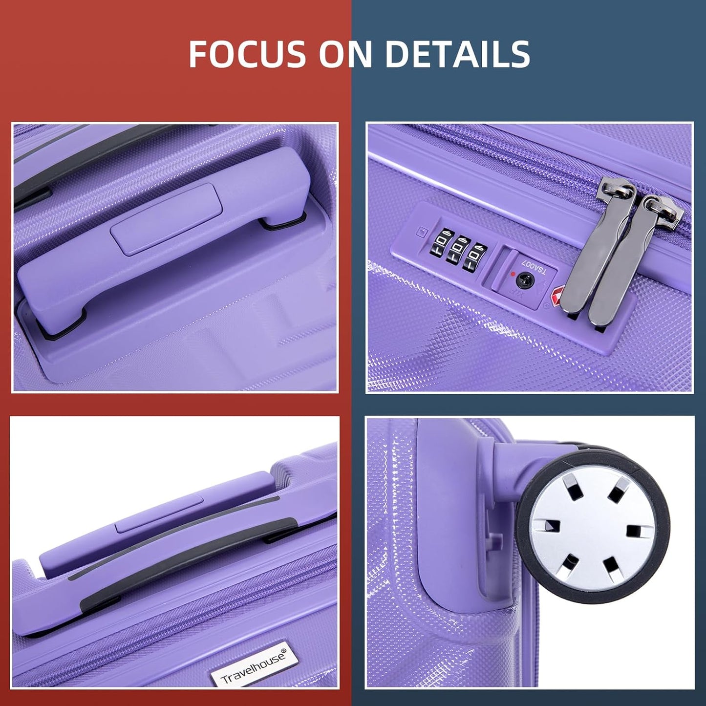 Travelhouse 16 Inch Carry On Luggage Airline Approved,Hardshell Small Carry Suitcases with 360° Spinner Wheels, Rolling Suitcase with TSA Approved