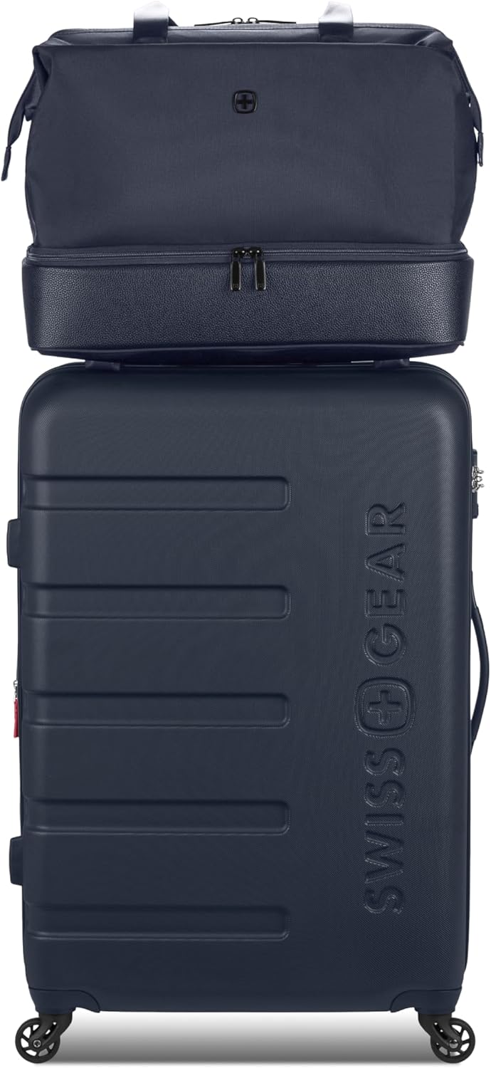 SwissGear 7366 Hardside Expandable Luggage with Spinner Wheels, Navy, 2-Piece Set (Weekender/27)