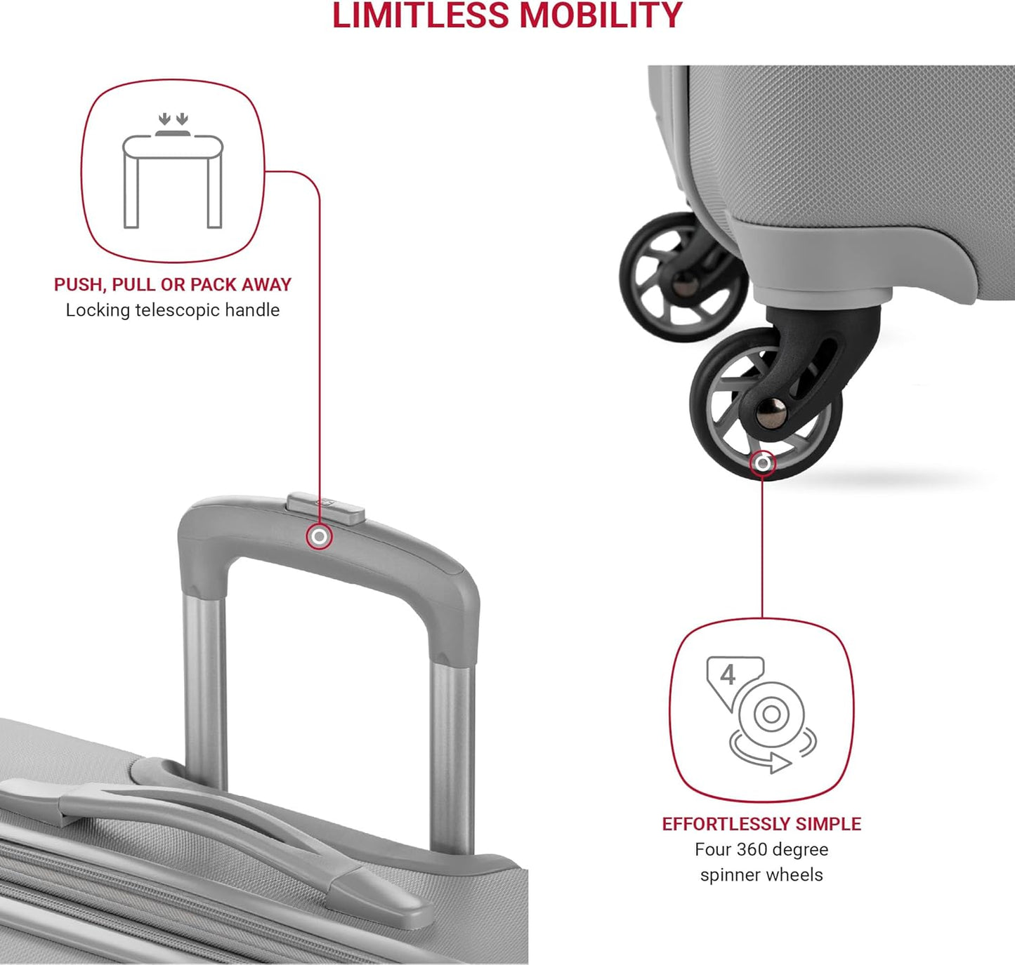 SwissGear 7366 Signature Hardside Expandable Luggage with Spinner Wheels, TSA Lock, Cup-Holder, Grey, 2-Piece Set (19/27)