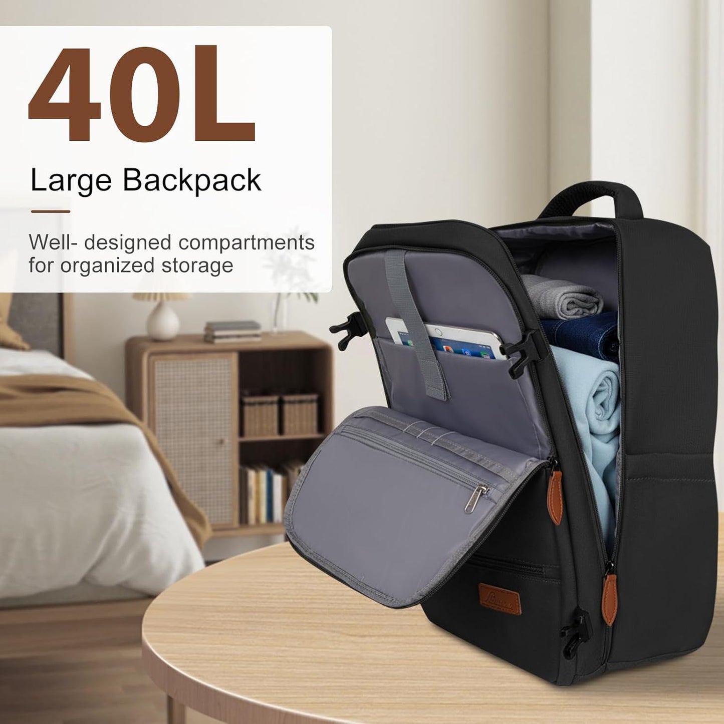 Romswi Luggage Sets 2 Piece, Expandable Carry On Luggage 20In with Travel Backpack, PC+ABS Hardside Suitcase Set with TSA Lock, Durable Carry On Suitcase with Spinner Wheels for Men Black