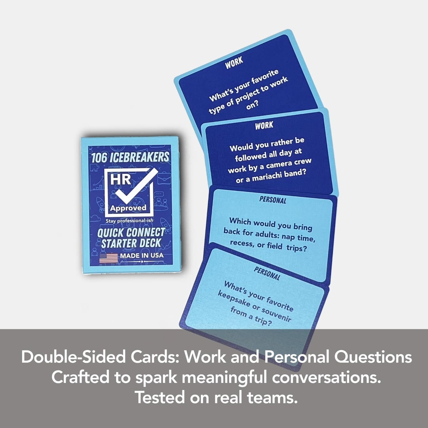 Card Games for Adults: Icebreaker Conversation Cards - Travel & Office Games for Adults, Easy Team Building Activities, Engaging and Fun Icebreaker Card Game for Work Connections by HR Approved