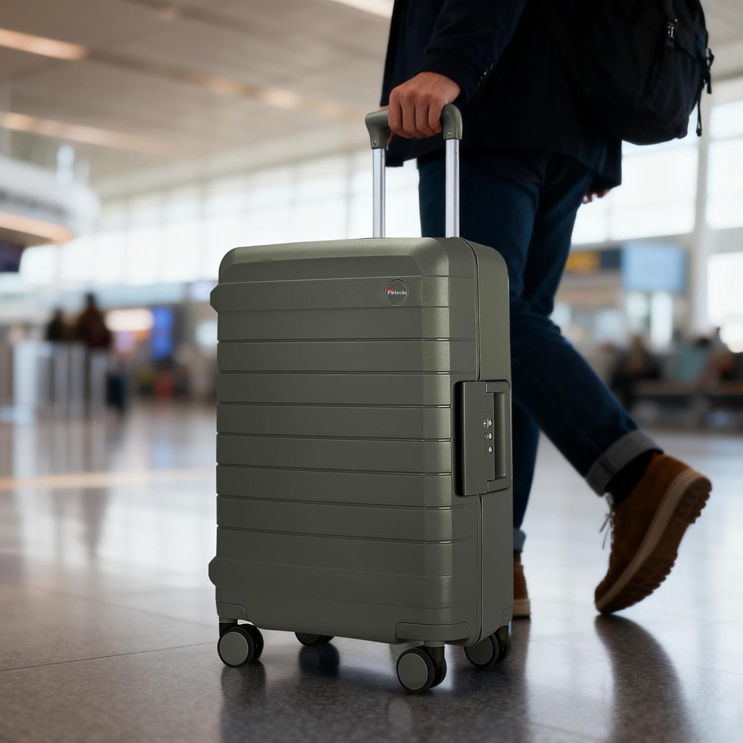 28 Inch Luggage with Spinner Wheels, Hardside Zipperless Large Checked Luggage with TSA Lock, Durable Rolling Suitcase, Green