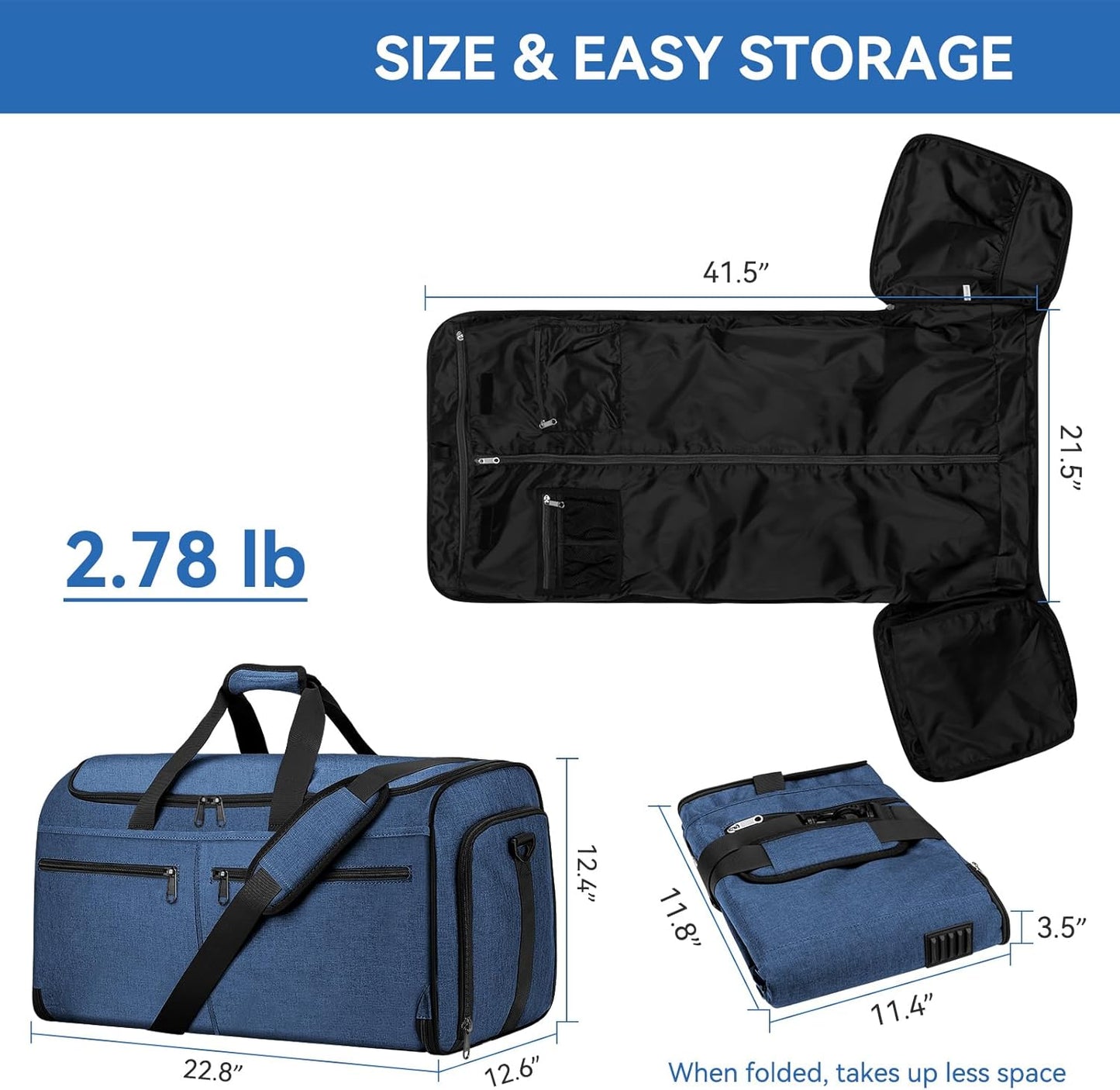 Bukere Garment Duffle Bags for Travel, Convertible Carry on Bag with Shoe Compartment, 3 in 1 Travel Suit Bag with Backpack Shoulder Strap for Men Women