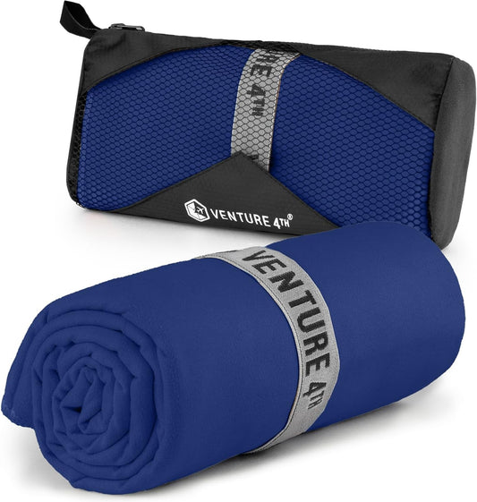 VENTURE 4TH Quick Dry Towel. Microfiber Travel Towel Ideal for Camping, Hiking, Backpacking, Gym. Lightweight & Fast Drying Travel Towels for Body. Compact & Easy to Pack - Navy Blue Extra Large