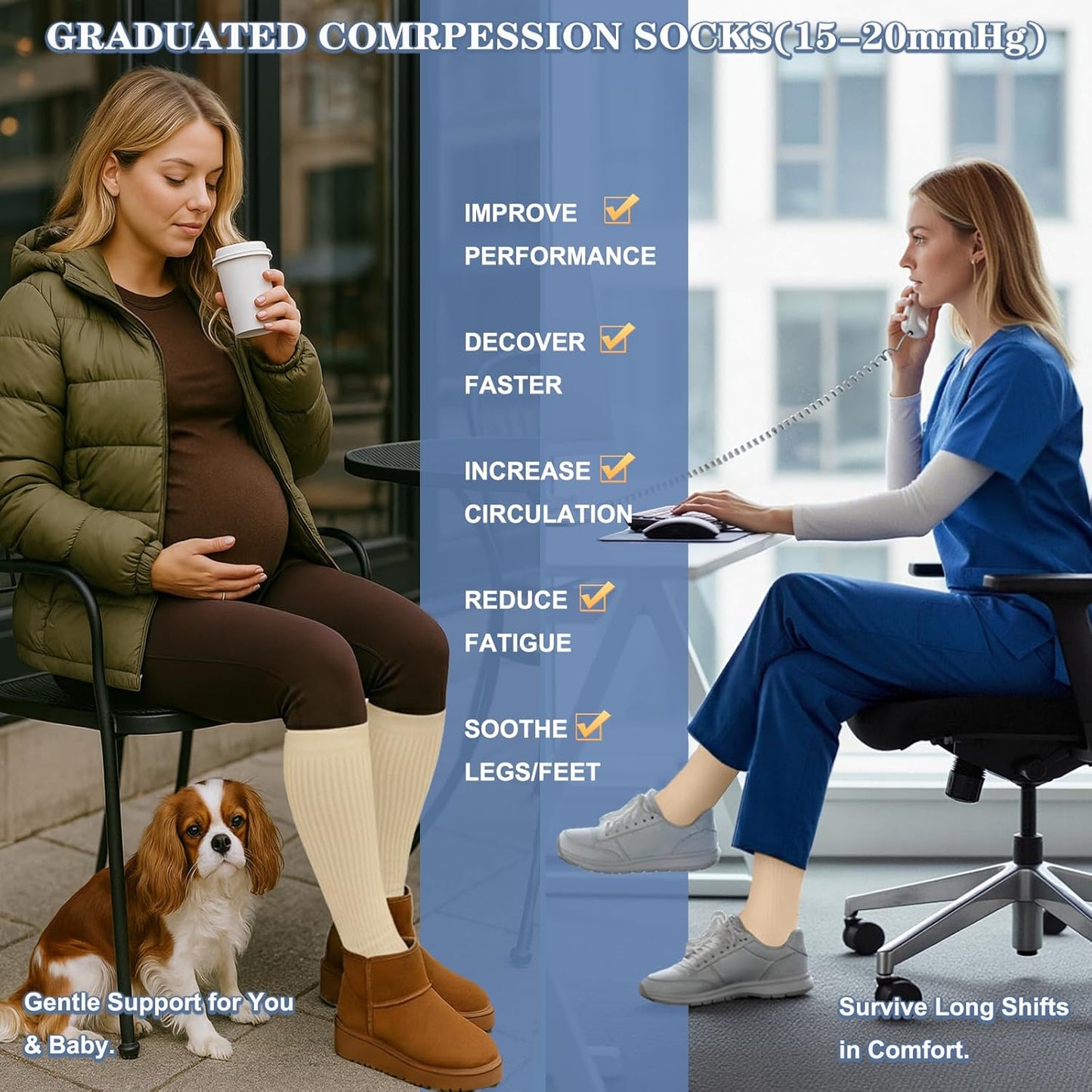 Compression Socks for Women and Men Circulation (3 Pairs) is Best Support for Running Athletic Cycling Hiking