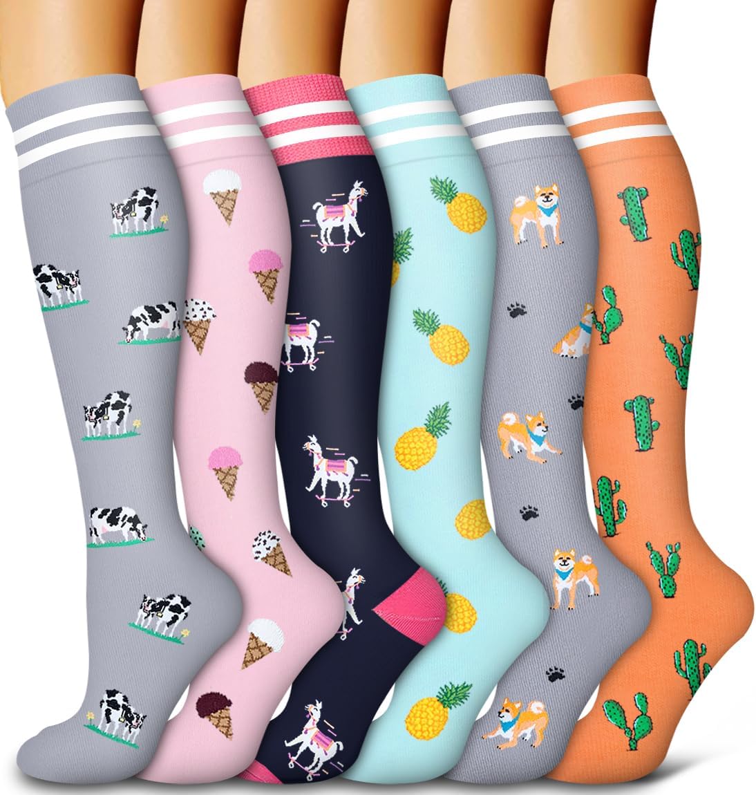 6 Pack Copper Compression Socks for Women and Men Circulation-Best Support for Medical, Running,Nursing,Athletic