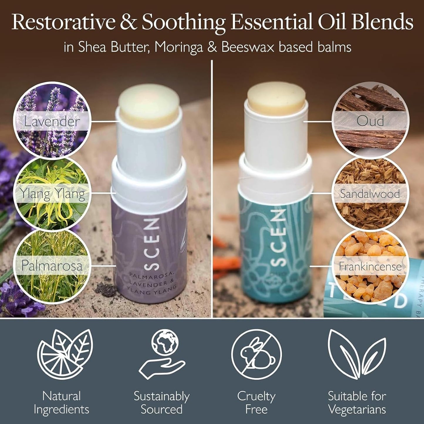 Scentered Aromatherapy Balm Stick Duo for Sleep & Meditation - Roll On Essential Oil Blends of Oud, Lavender, Ylang Ylang - Aromatherapy Gifts for Women - Sleep Well & Escape