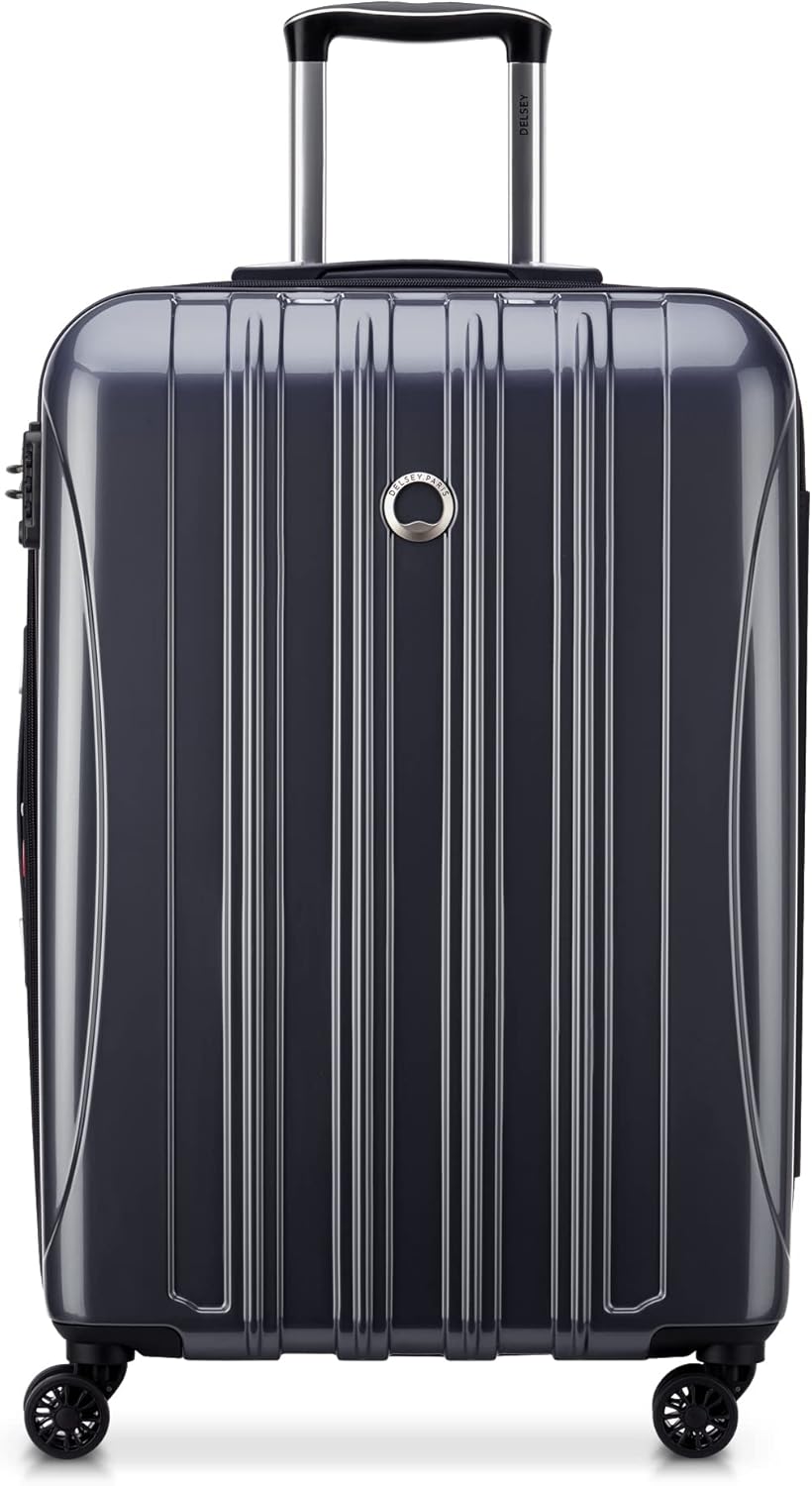 DELSEY PARIS Helium Aero Hardside Expandable Luggage with Spinner Wheels, Titanium, Checked-Medium 24 Inch