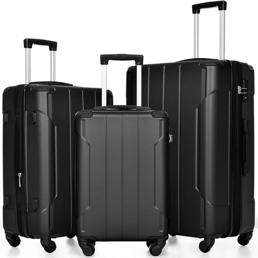 Merax Luggage Set 3 Piece Hardshell Suitcases with Spinner Wheels, TSA Lock, Lightweight Travel Luggage 20" Carry On 24" 28" Checked for Family Trips