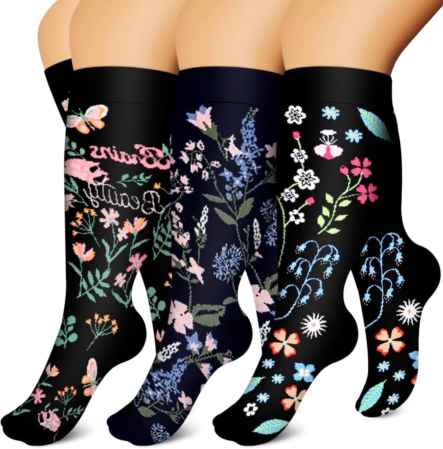 Laite Hebe Plus Size Compression Socks for Women and Men-3 pairs Wide Calf Knee High Support for Circulation