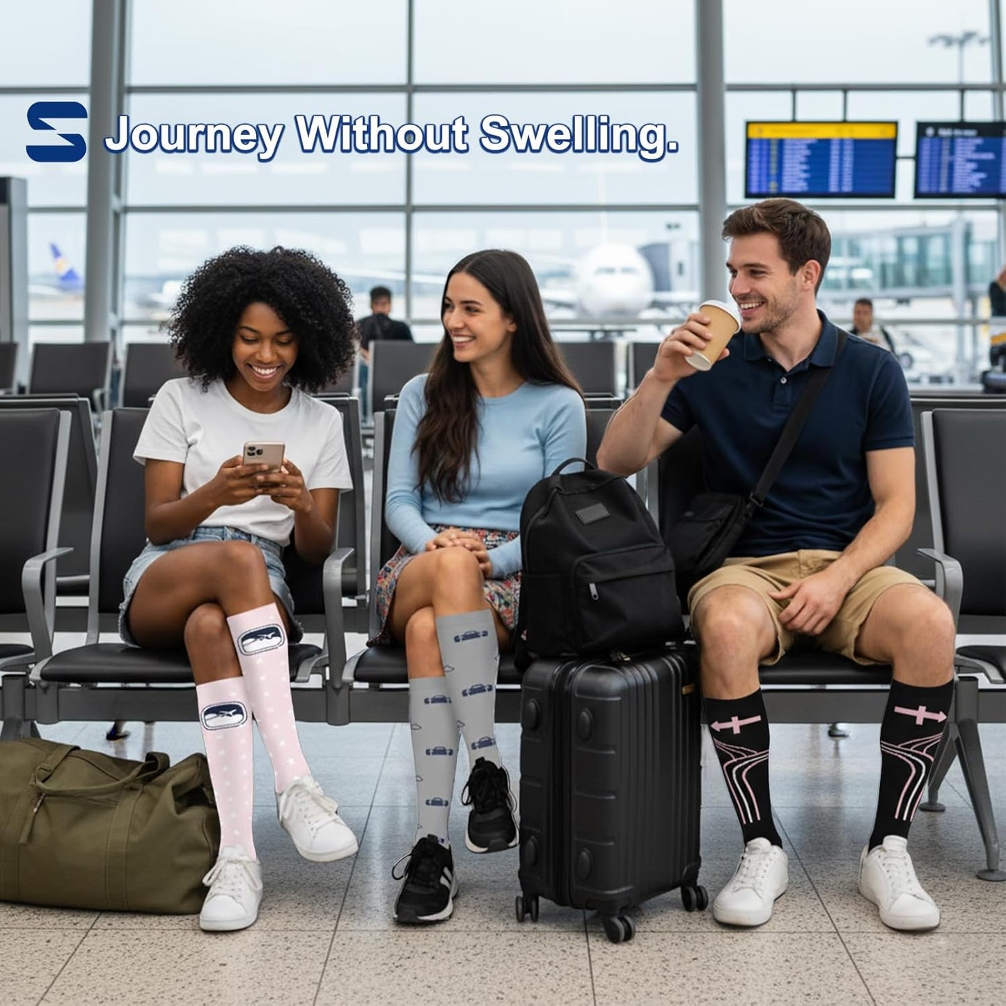 Compression Socks for Women and Men Circulation (3 Pairs) is Best Support for Running Athletic Cycling Hiking