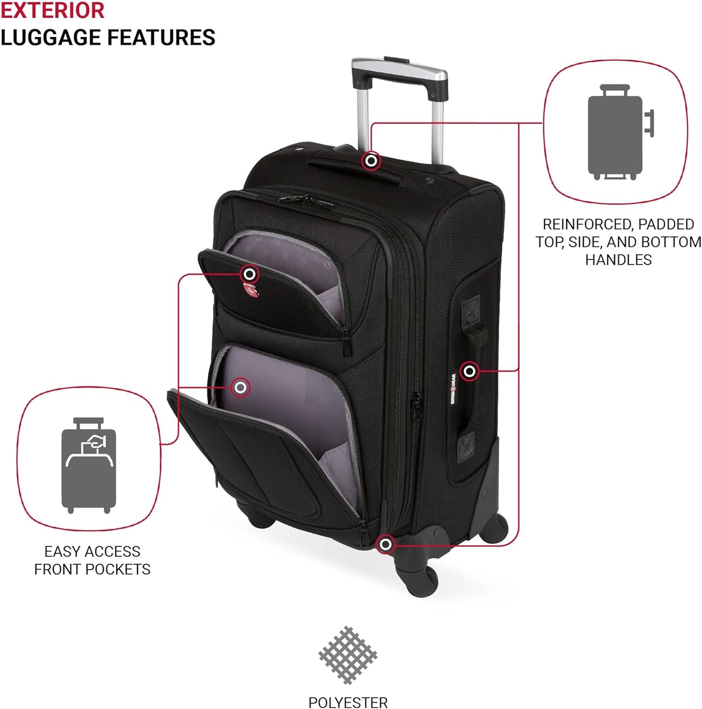 SwissGear Sion Softside Expandable Luggage, Black, 2-Piece Set (21/29)