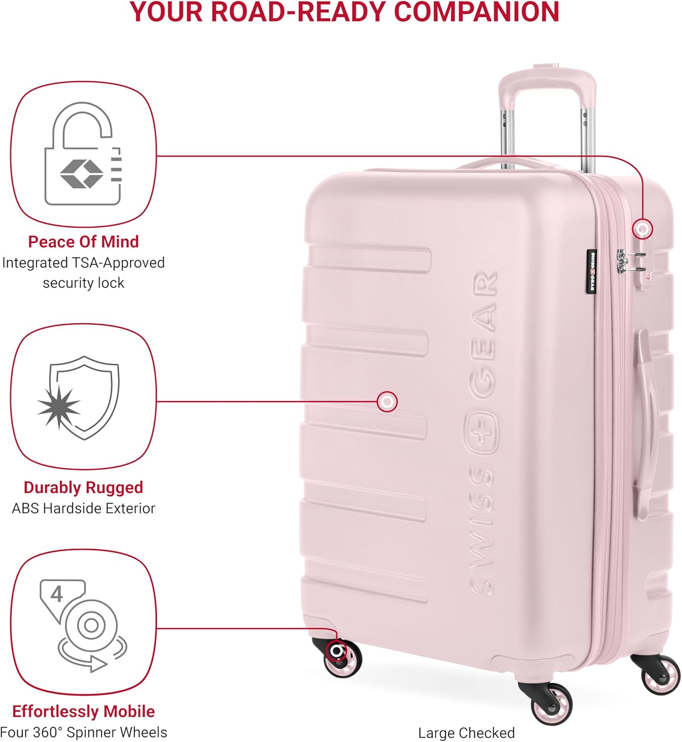 SwissGear 7366 Hardside Expandable Luggage with Spinner Wheels, Pink, 2-Piece Set (19/27)
