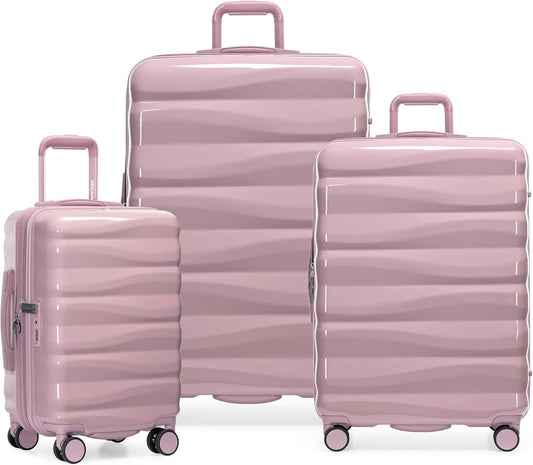 Traveler's Choice Edinburgh II Hardside Spinner Luggage with TSA Lock, Pink, 3 Piece (21/25/29)