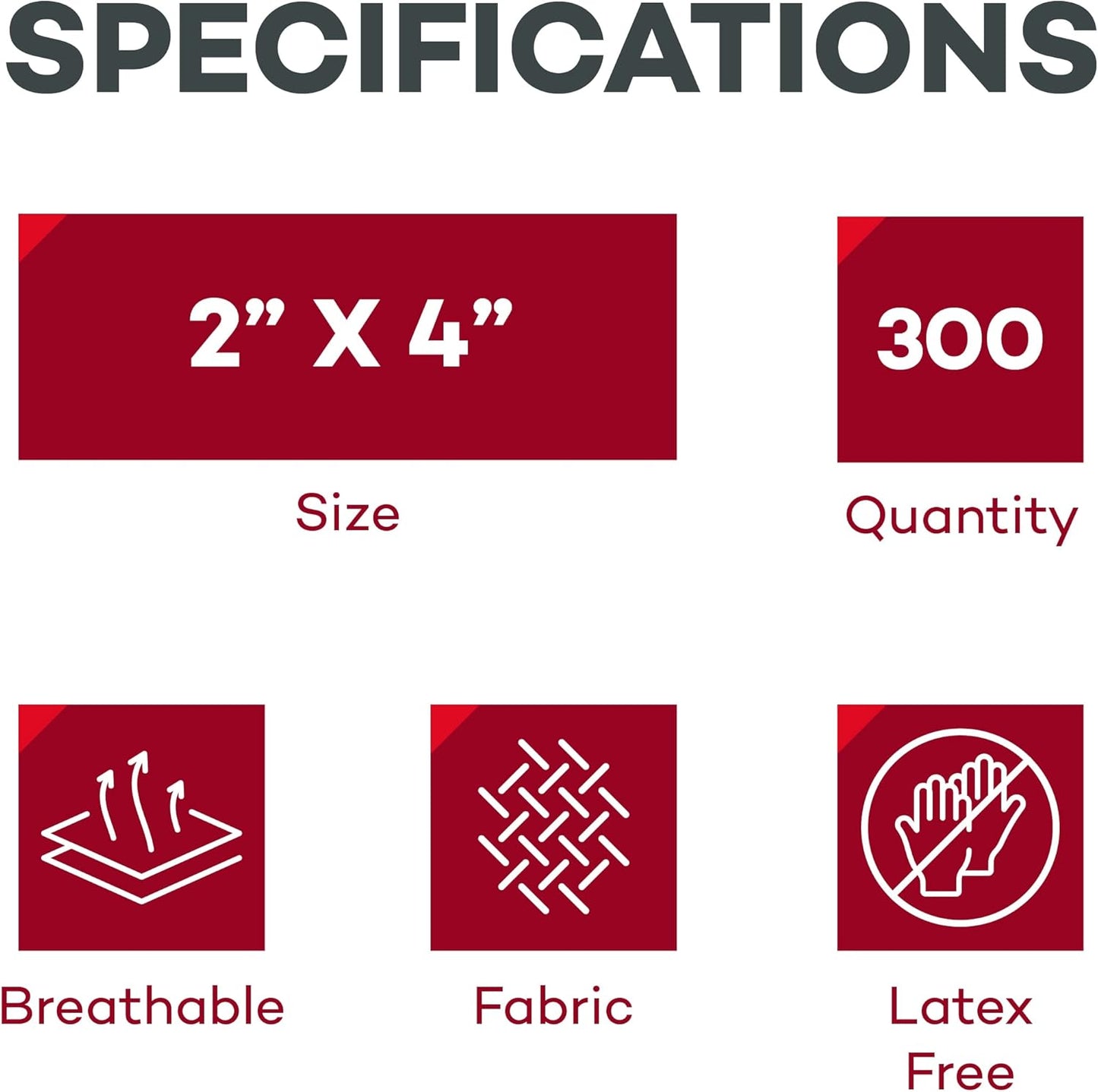 Dealmed Fabric Flexible Adhesive Bandages – 100 Count (3 Pack) Bandages with Non-Stick Pad, Latex Free, Wound Care for First Aid Kit, 2" x 4"