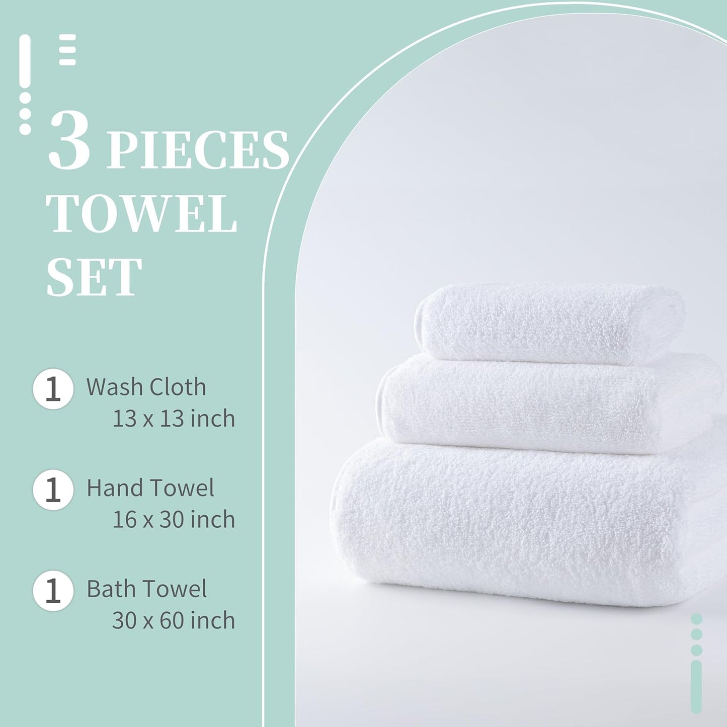 New Microfiber Bath Towel Set, 3 Piece, Oversize, Quick Dry, Lint Free, Includes Body, Hand and Face Towels