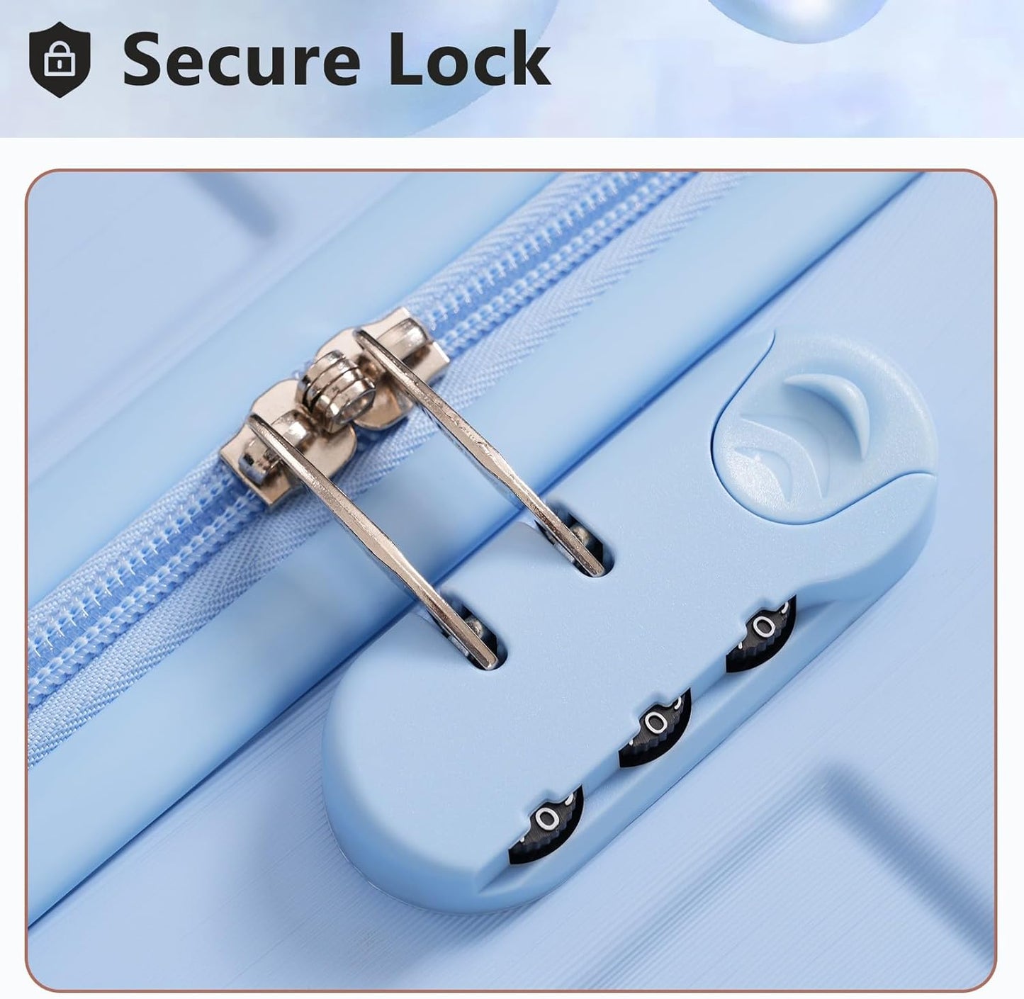 Merax Luggage Sets 3-Piece Hardshell with Spinner Wheels Lightweight Suitcase with Corner Guards (Skyblue, 20/24/28)