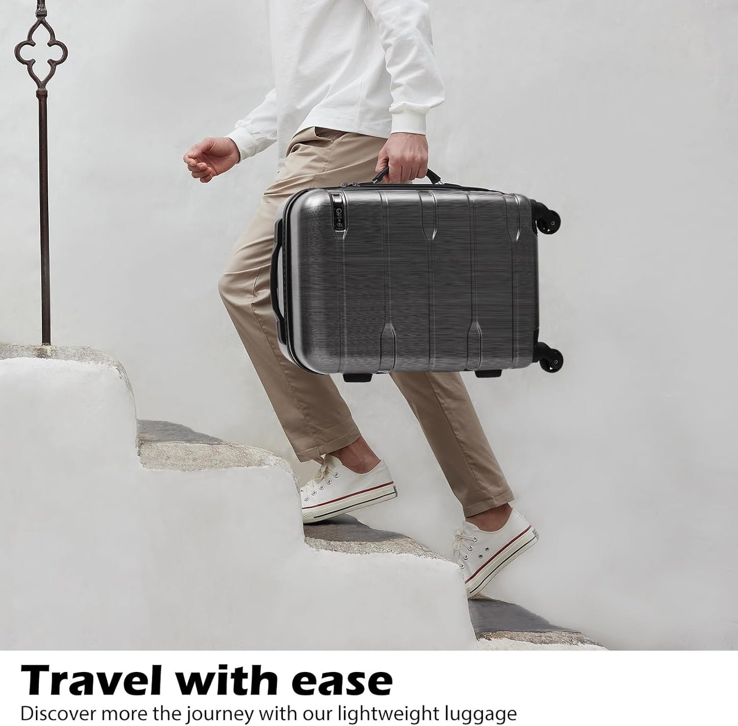 Coolife 3-Piece Luggage Set with Expandable 28-Inch Suitcase, PC+ABS Spinner (20/24/28 Inch, Charcoal)