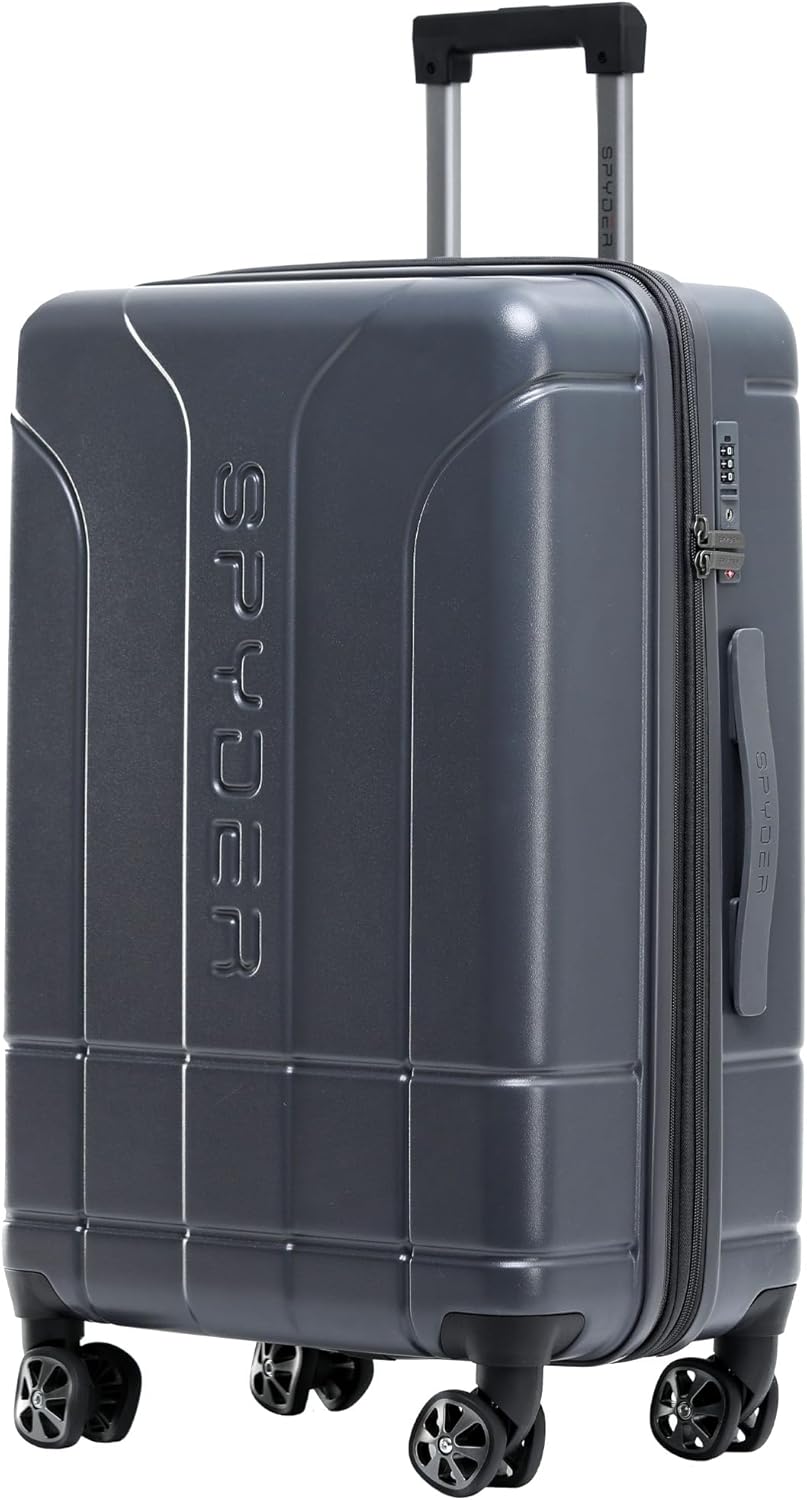 Spyder Carve 25 Inch Medium Expandable Hardside Upright Suitcase, with 360° Spinner Wheels, TSA Approved Lock, Gray