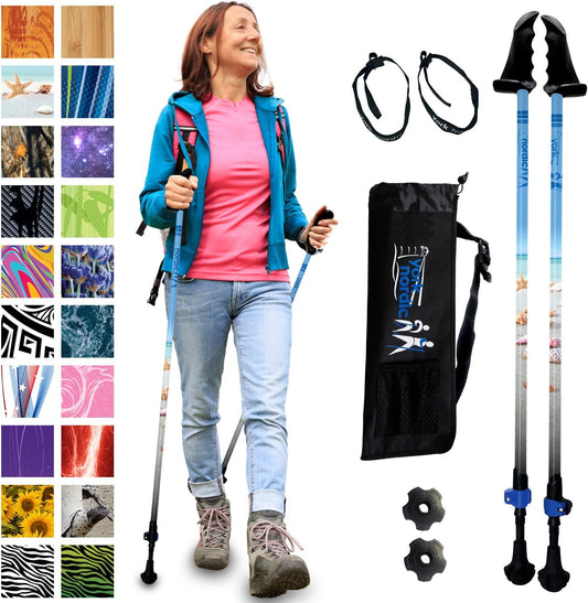 York Nordic Motivator Walking Poles for Balance and Rehab - Patented Stability Grips - Lightweight, Adjustable, and Collapsible - 2 Pieces Adjustable w/flip Locks - Heights 4'6" up to 6'2" - 230 lbs