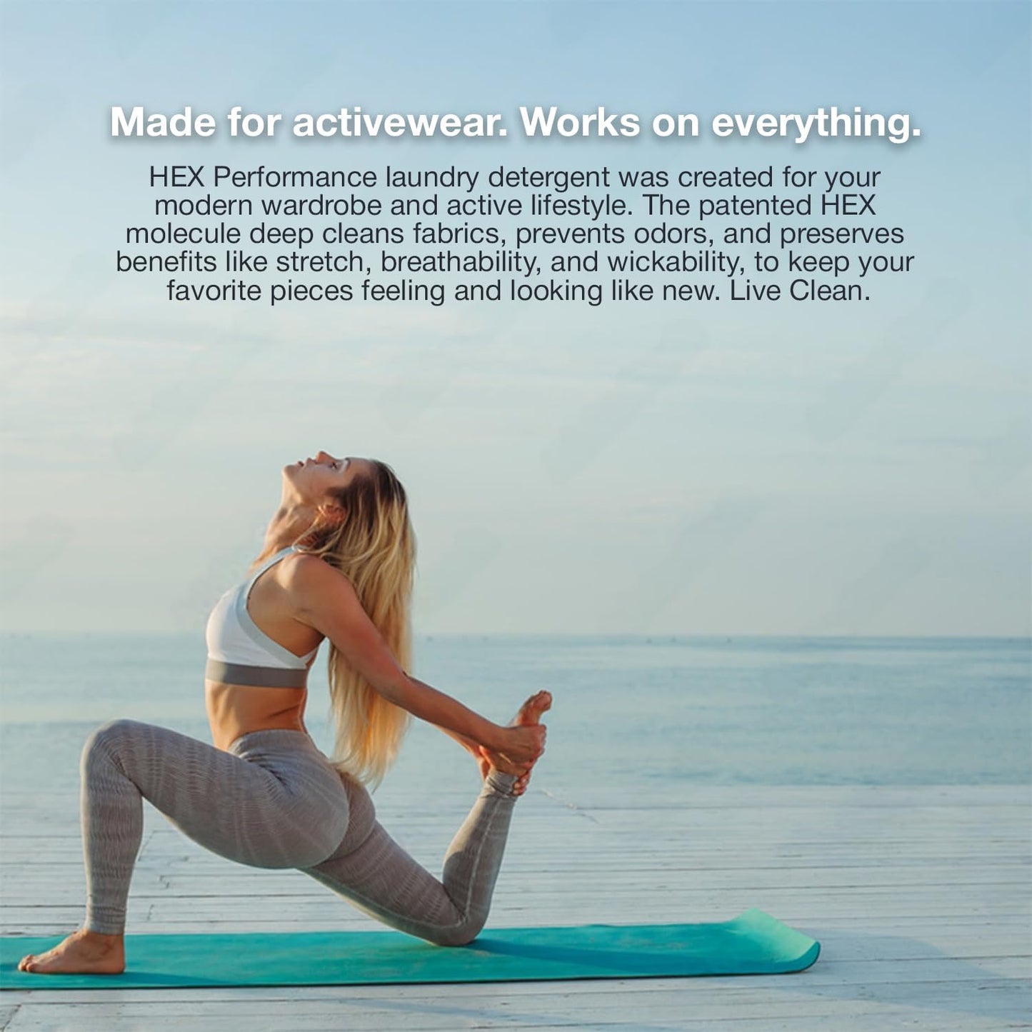 HEX Performance Laundry Detergent, Fresh & Clean, 100 Loads (Pack of 2) - Designed for Activewear, Eco-Friendly, Concentrated Formula