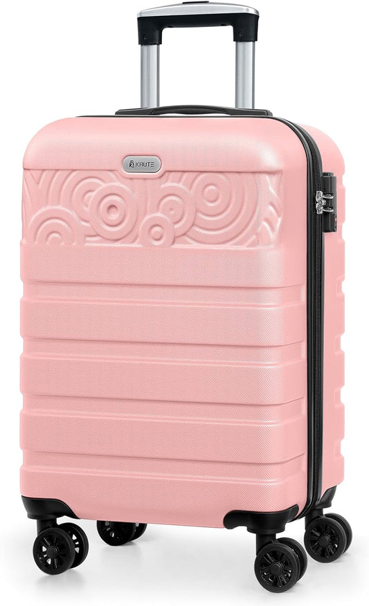 Krute 20 inch Carry On Luggage Hard Shell Suitcase with Spinner Wheels Airline Approved Luggages PC ABS TSA Lock Suitcase