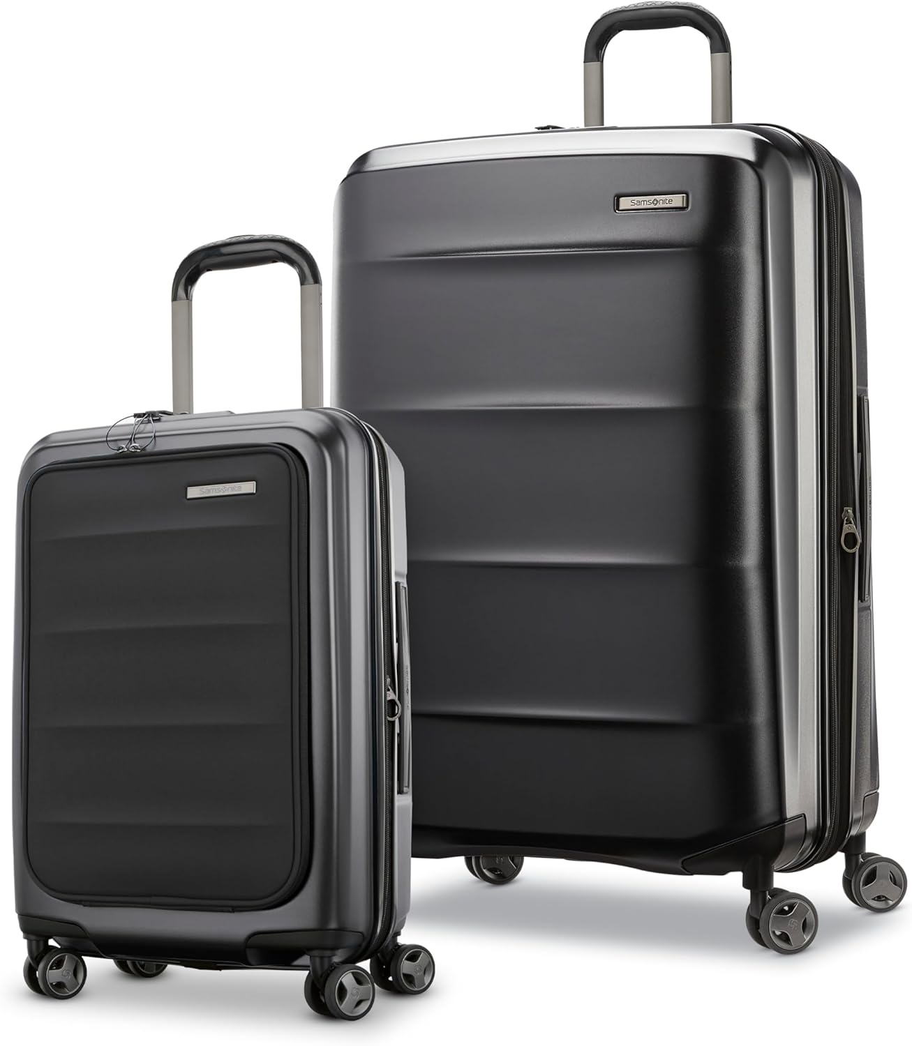 Samsonite 2 Piece Luggage Set with 21/28” Hardside Lightweight Octiv (Carry-On Pro with Front Pocket & Large Checked) Expandable, Four Spinner Wheels, Adjustable Handle, TSA Approved Lock - Black