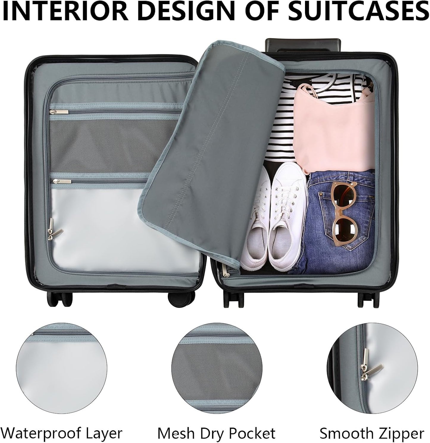 28-Inch Extra Large Lightweight Hardshell Check-In Luggage – TSA Lock, 360° Silent Spinner Wheels, Explosion-Proof Zipper – Durable Suitcase for Long Trips & Vacations (Grey)