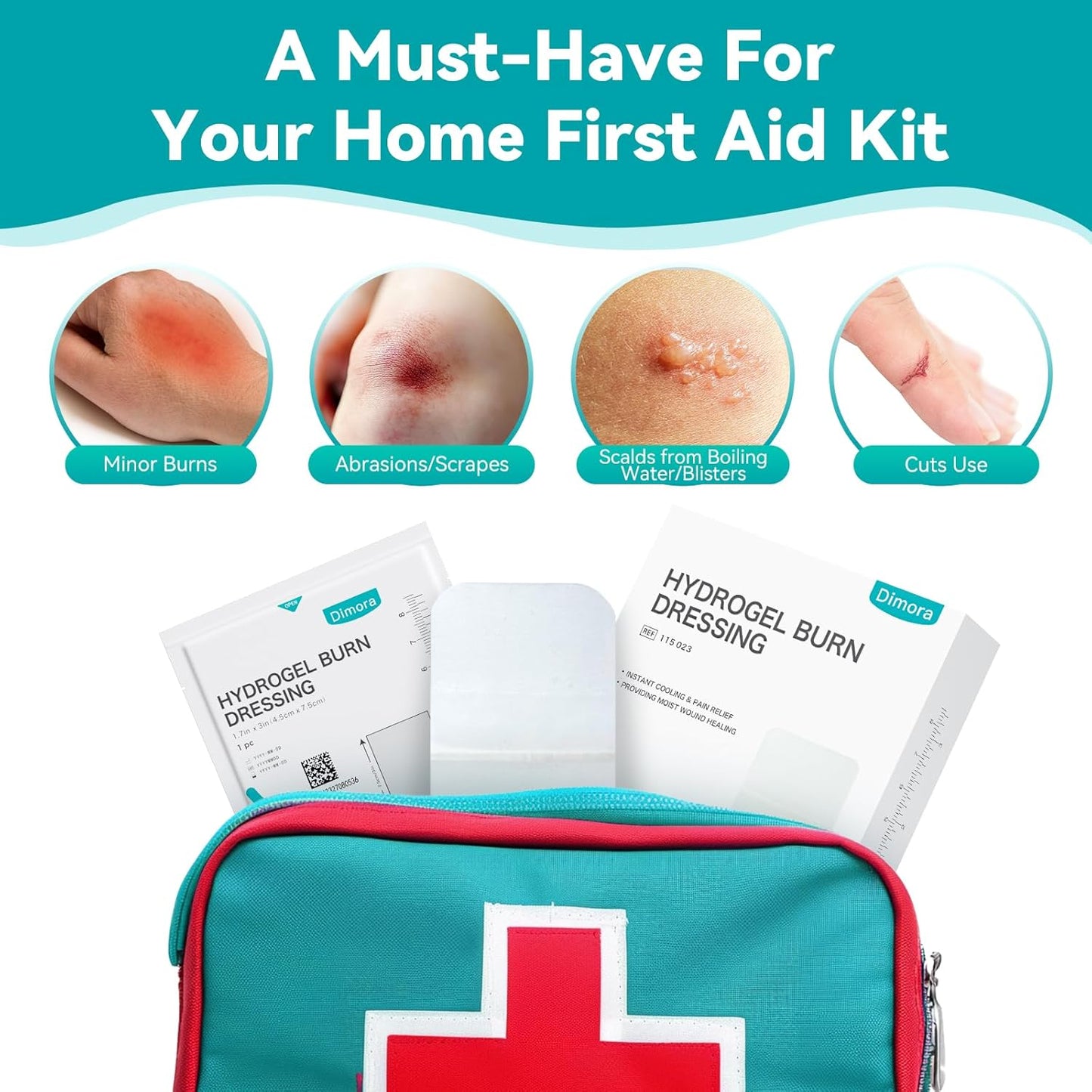 Dimora Hydrogel Wound Dressing 1.7" x3" - Burn Pads Sterile Soothing Bandage, Cooling Protective Treatment for Minor Burns & Blisters, Cuts, Abrasions,Cracked Nipples, 10 Count