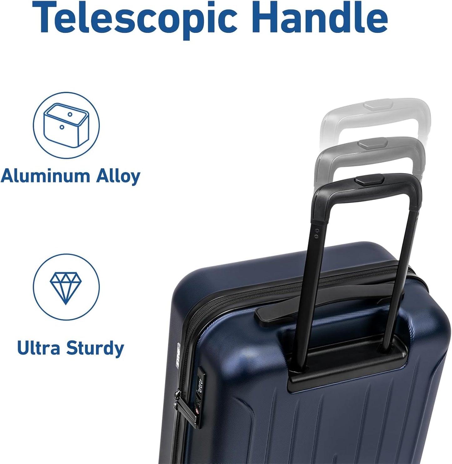 KYME Carry on luggage 22x14x9 Airline Approved Suitcase Hardshell With Double Spinner Wheels, PC+ABS TSA Lock Travel Luggage (Navy Blue, 20" Carry On)