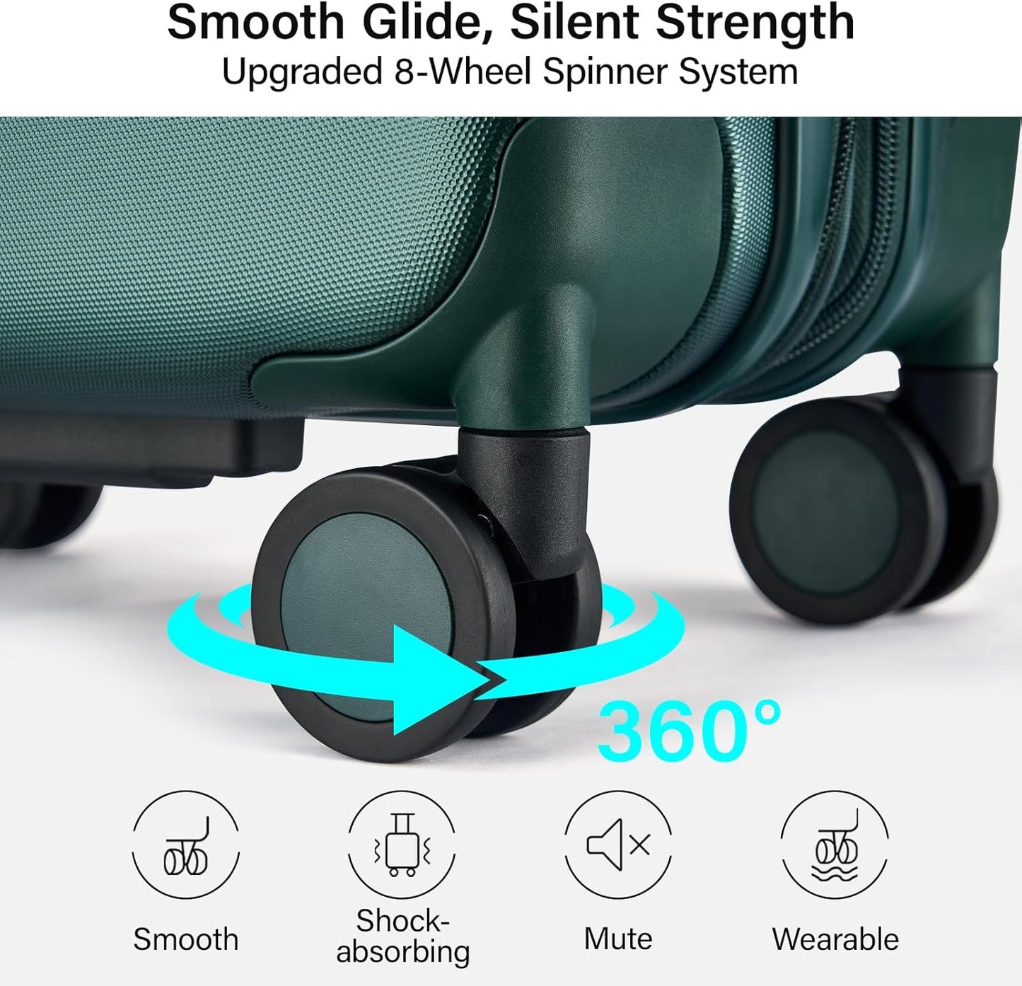 Hanke Expandable Luggage Sets 3 Piece with Spinner Wheels, 20/24/28" Hardside Carry On Luggage Large Suitcase, All-PC Hard Shell Luggage, TSA Lock, Lightweight Durable (Blackish Green)