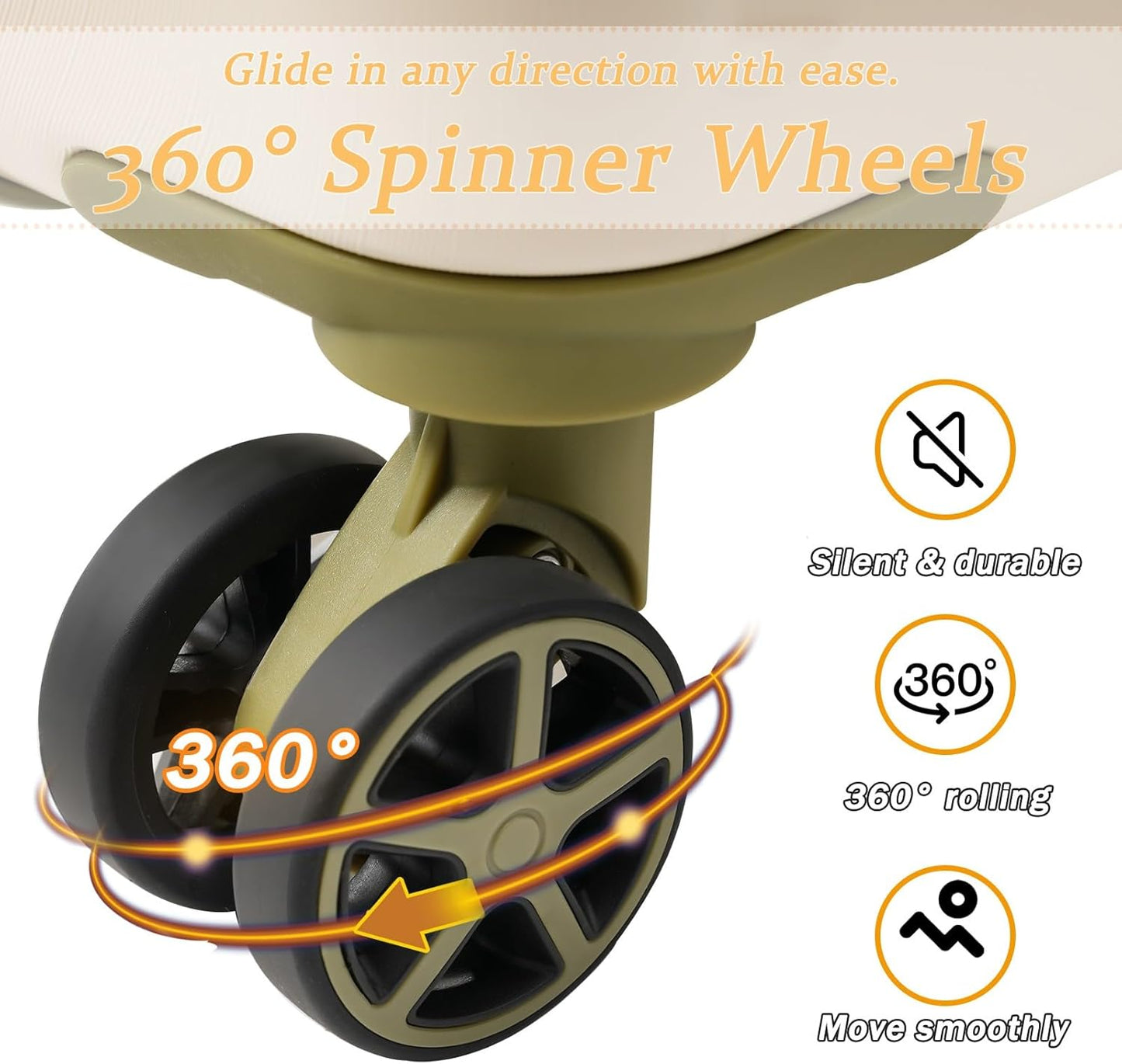 20in Carry On Luggage Hardshell Suitcase with Spinner Wheels Lightweight Lugagge Design Waterproof Durable for Travel, White Luggage (White + Green)