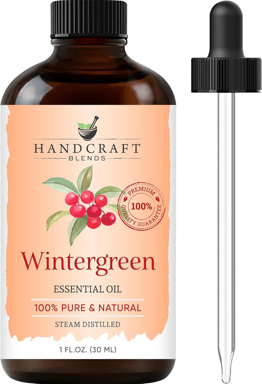 Handcraft Blends Wintergreen Essential Oil – 1 Fl Oz – 100% Pure and Natural – Premium Grade Essential Oil for Diffuser and Aromatherapy, Skin, Massage, Candle and Soap Making Fragrance