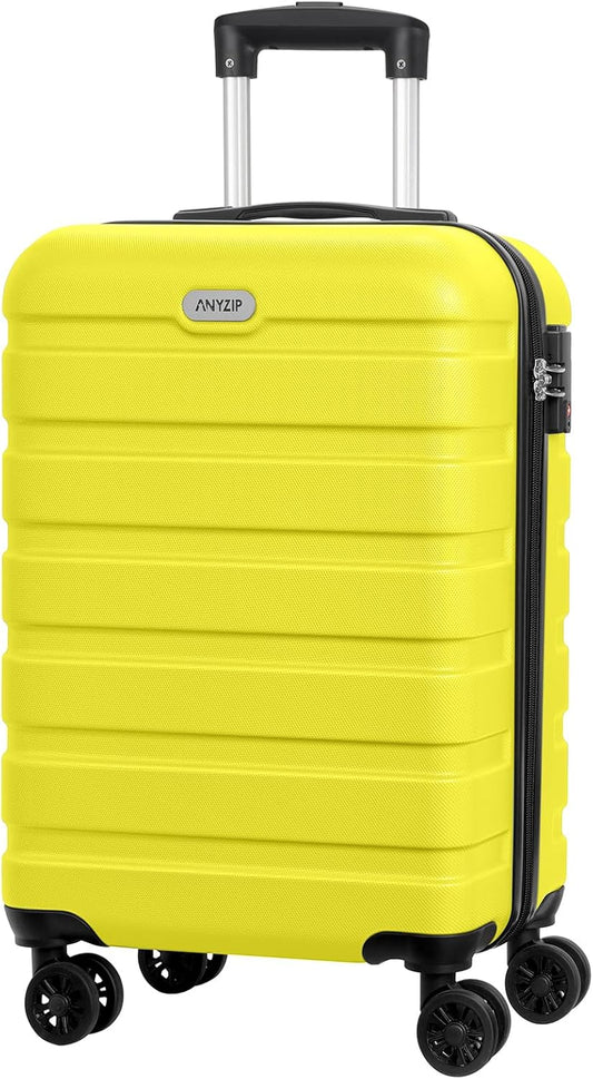 AnyZip Luggage PC ABS Hardside Lightweight Suitcase with 4 Universal Wheels TSA Lock Carry-On 20 Inch Yellow