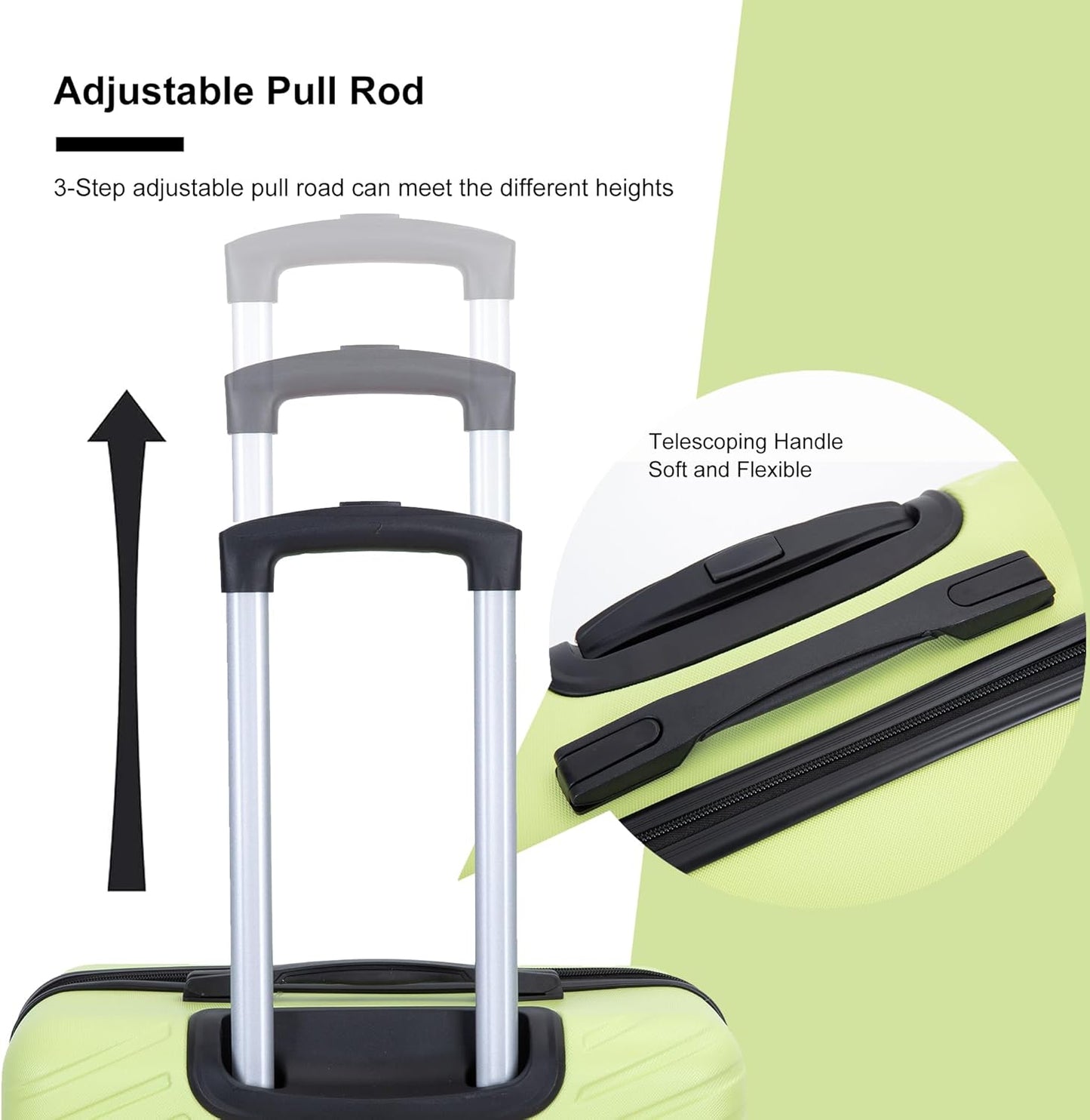 4-Piece Hardside Luggage Set with TSA Lock, Lightweight ABS Suitcases With Spinner Wheel, 16/20/24/28 inch, Chartreuse
