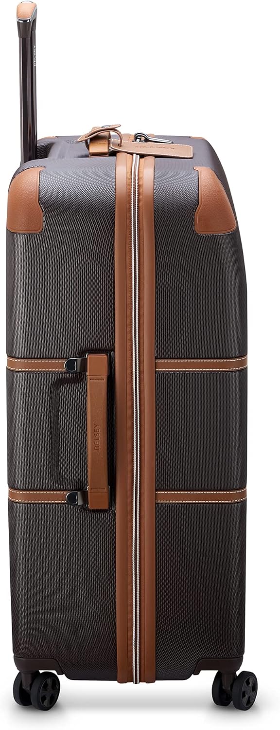 DELSEY PARIS Chatelet Air 2.0 Hardside Luggage with Spinner Wheels, Chocolate Brown, Checked-Large 28 Inch