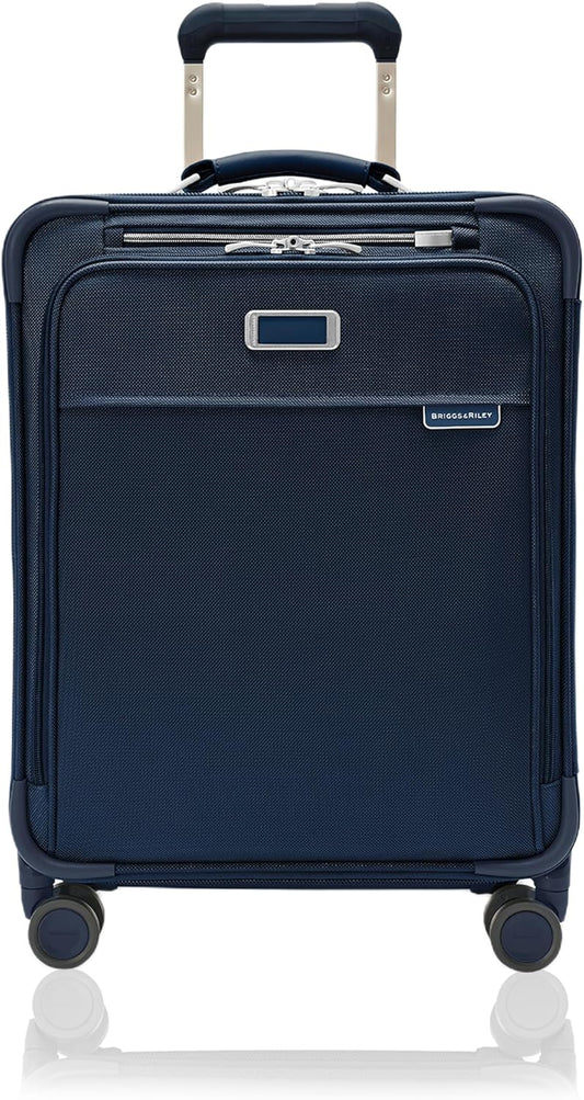 Briggs & Riley Global 21" Carry On Expandable Spinner - Luggage for International Travel, Suitcases with Wheels, Softside Rolling Bag for Men & Women, Self-Repairing Zipper - Baseline Collection, Navy