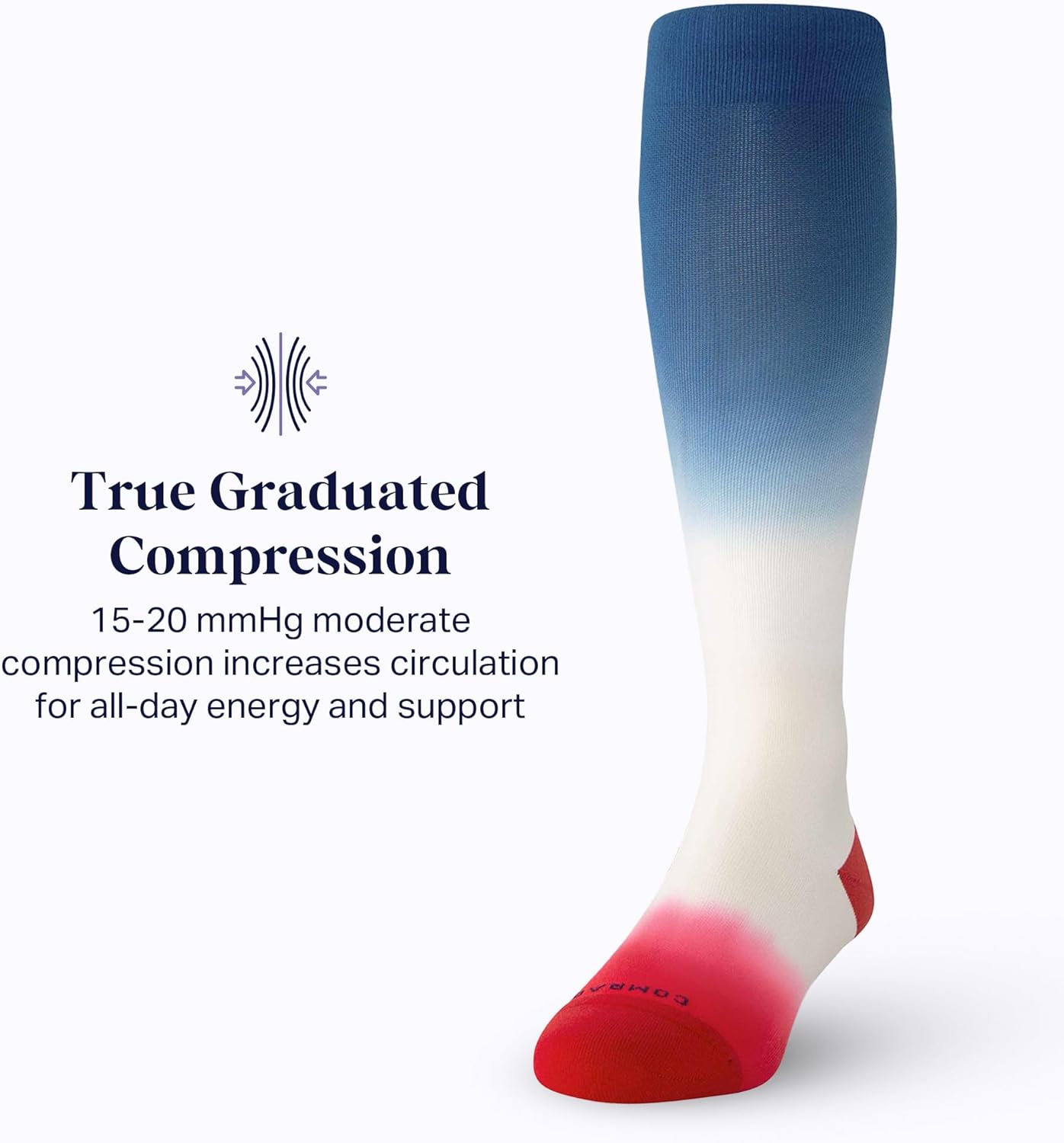 Comrad Nylon Knee High Socks - 15-20mmHg Graduated Compression Socks - Soft & Breathable Support Unisex Socks